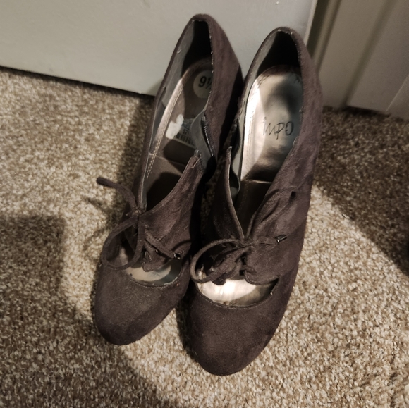 Impo Brown Lace Up Heels Booties Size 9.5 - Picture 3 of 13